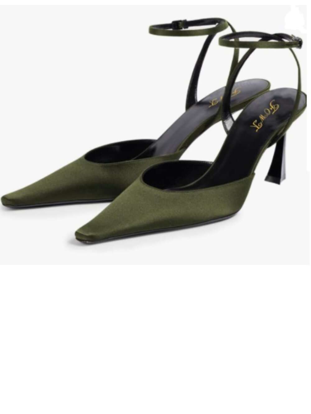FOWT Olive Pointed Toe Satin Pumps Chic High Heel Ankle Strap Buckle Sandals